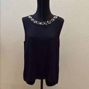 Embellished Navy Sleeveless Top